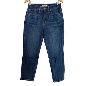 Madewell Blue Dark Wash High Rise Mom Jean Clean Girl Scandi Minimal-28 Petite